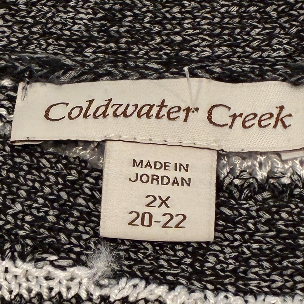 Coldwater Creek Womens Sleeveless Knit Striped Sweater Size 2X Black Lagenlook - Picture 5 of 11